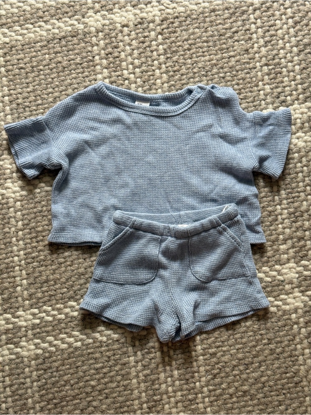H&M Light Blue Waffle Knit Two-Piece Set